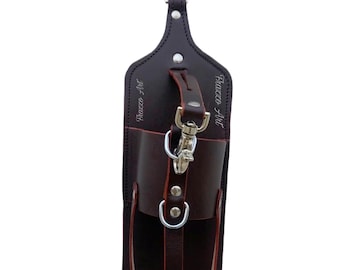 Handmade Leather Travel Bottle Holder: Horse Saddlebag Design