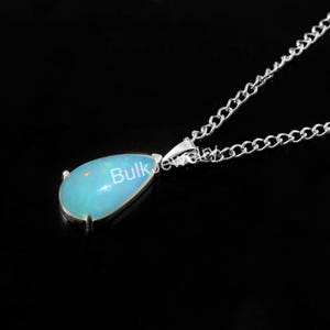 Ethiopian Opal Pendant Necklace: Sterling Silver, Handmade Jewelry