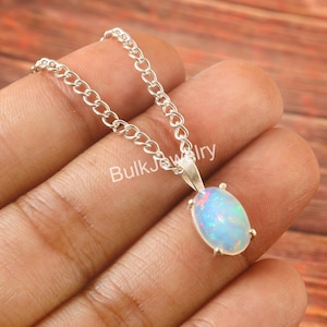 Ethiopian Welo Opal Pendant Necklace: Sterling Silver, Handmade
