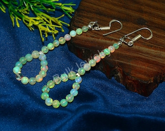 Ethiopian Opal Dangle Earrings: 925 Silver Gemstone Jewelry