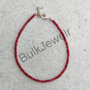 Natural Red Ruby Bracelet, 2mm Faceted Ruby Beads, Genuine Ruby Gemstone Bracelet, Red Beaded Jewelry, Delicate Stacking Bracelet