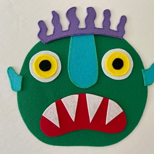 Go away, big green monster - felt story, flannel board, storytime, circle time, ece, children, preschool, daycare, kindergarten