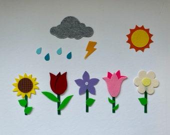 Five Little Flowers Felt Board Story: Preschool Learning Resource