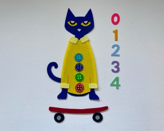Pete the Cat and His Four Groovy Buttons - felt story, flannel board, storytime, circle time, ece, children, preschool, daycare