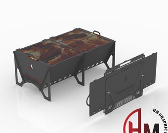 Archivos DXF de fogata plegable para barbacoa (compatible con corte CNC, láser y plasma)