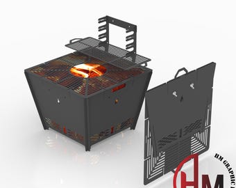 Square Fire Pit DXF File: BBQ Grill, CNC Plasma Cut (Digital Download)