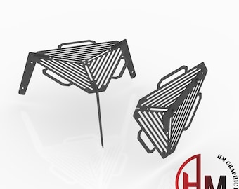 Foldable Triangle Fire Pit Dxf File | Portable BBQ Grill | Cnc Laser Cut Ready