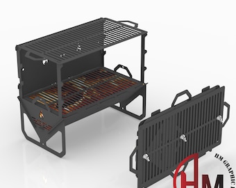 Archivo DXF de parrilla de barbacoa plegable para fogatas (compatible con corte por CNC, láser y plasma)