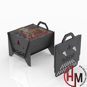 Fogata plegable para barbacoa, archivos DXF para plasma, parrilla, CNC, plegable, corte por plasma, láser, portátil, DXF, camping
