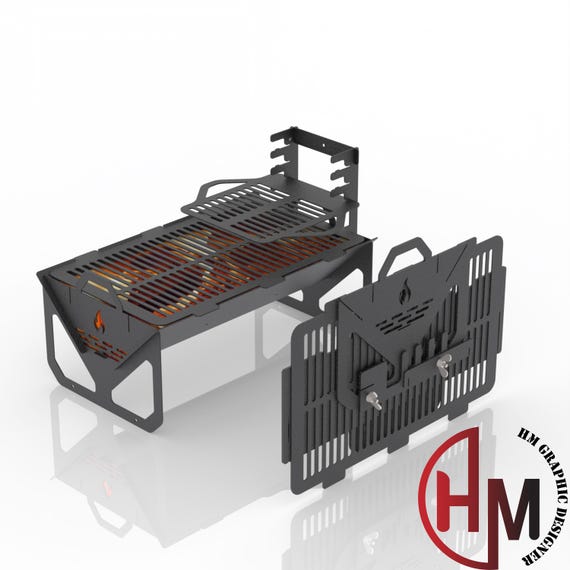 Portable Fire Pit BBQ Grill DXF File | CNC Plasma Laser Cut Ready