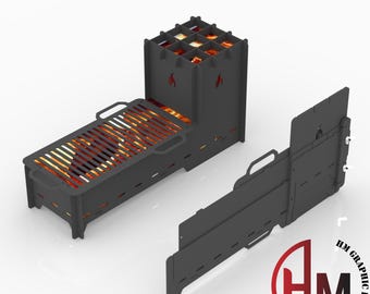 Foldable BBQ Grill Fire Pit DXF – CNC / Laser / Plasma Cut Ready