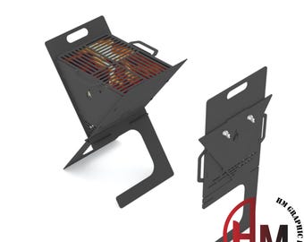 Foldable BBQ Grill Fire Pit DXF – CNC Laser Plasma Cut