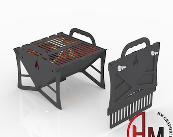 Foldable Fire Pit DXF File: Portable BBQ Grill, CNC Plasma Cut (Digital Download)