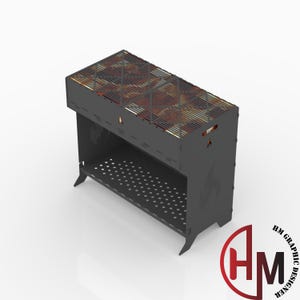 Archivo DXF de fogón para barbacoa plegable: diseño cortado con láser CNC (descarga digital)