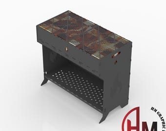 Foldable BBQ Grill Fire Pit DXF File – CNC Laser Cut Design (Digital Download