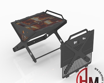 Archivo DXF de parrilla de barbacoa plegable para fogatas (compatible con corte por CNC, láser y plasma)