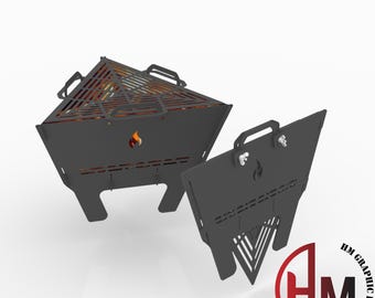 Triangle Fire Pit DXF File – Portable BBQ Grill – CNC Laser Plasma Cut