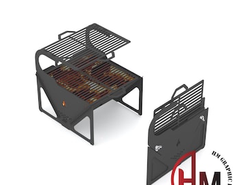 Foldable BBQ Grill Dxf File | Portable Camping Grill | Cnc Laser Cut Ready