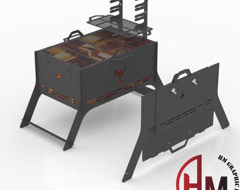 Archivo DXF de parrilla de barbacoa plegable para fogatas (compatible con corte por CNC, láser y plasma)