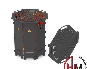 Octagonal Fire Pit BBQ Grill DXF File – CNC / Laser / Plasma Cut Ready