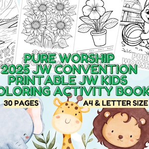 Convención TJ 2025 imprimible_Libro de actividades para colorear de Adoración Pura de los TJ_30 páginas (tamaño A4 y tamaño Carta)_Páginas para colorear para niños de los TJ
