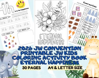 2026 JW Convention Kids Coloring Book: JW Eternal Happiness Activity (Digital Download)