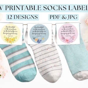 JW_Printable Socks Labels_12 Designs_JW Gifts & Souvenirs_Floral and Vintage Designs_JW Ministry