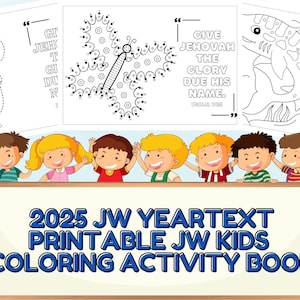 Libro de actividades para colorear para niños de los Testigos de Jehová_Texto del año 2025 de los Testigos de Jehová_Salmo 96:8_30 páginas, tamaño A4 y tamaño Carta_Texto del año 2025 de los Testigos de Jehová_Páginas para colorear para niños de los Testigos de Jehová