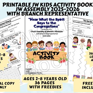 Libro de actividades imprimible para niños de TJ: Asamblea de Circuito 2025-2026 con Representante de Sucursal (Descarga digital)