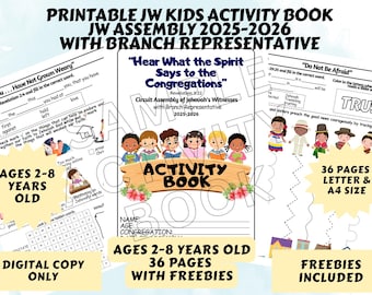 2025-2026 Assembly Activity Book_Printable JW Kids (2-8 yrs old) JW Circuit Assembly with Branch Rep_2025-2026-36pages-A4& Letter size