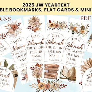 2025 JW Jahrestext_Psalm 96: 8_JW Lesezeichen und Karten zum Ausdrucken_Herbst Vintage inspirierte Designs_JW Souvenirs und JW Geschenke_JW Grußkarten
