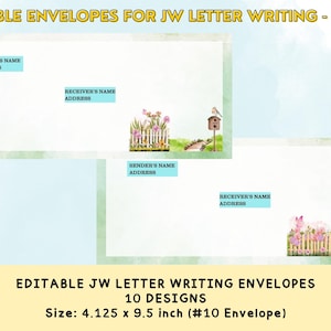 Sobres imprimibles para escribir cartas a los testigos de Jehová: editables y no editables: 10 diseños inspirados en paisajes y la naturaleza. Sobres de tamaño n.° 10. Sobres para los testigos de Jehová