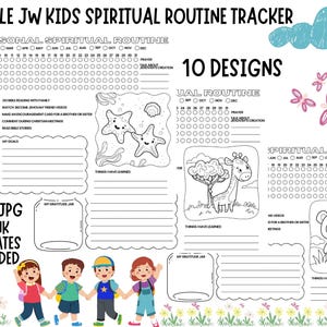 Afdrukbare JW Kids Spiritual Routine Tracker_10 Designs_A4-formaat en JPG-formaat_JW Kids Habit Tracker_JW Kids Spiritual Routine Tracker_JWGoal