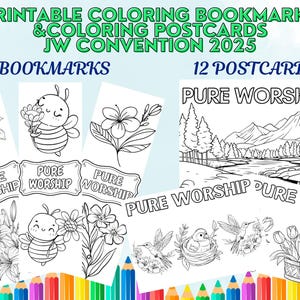 Convención de los TJ de 2025_Adoración pura_Marcadores para colorear y postales imprimibles_Páginas para colorear para niños de los TJ_Marcadores para niños de los TJ_Postales