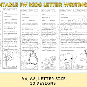 Afdrukbare JW Kids-brief schrijven-septembercampagne 2024-schrijfbundel-Enjoy Life Forever-10 ontwerpen (A4-, A5- en letter-formaat) briefpapier