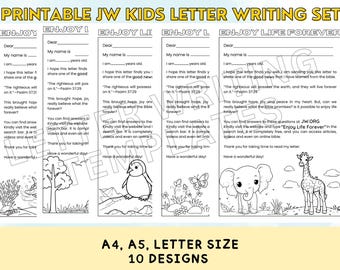 Printable JW Kids Letter Writing Set: 10 Designs (A4, A5, Letter Size)