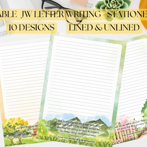 Afdrukbare JW-septemberbrief campagne briefpapier set-10 ontwerpen - gelinieerd en ongevoerd - A4, A5 en Letter-formaat_JW schrijfbundel