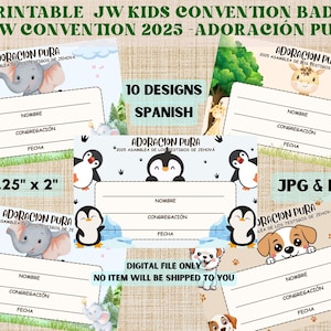 Badge JW Kids Convention imprimable espagnol_2025 JW Convention_Adoración Pura-10 Designs