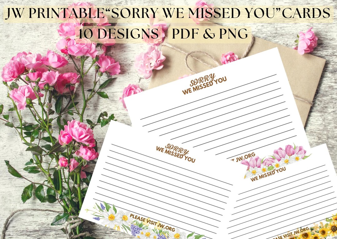 JW "sorry We Missed You" Printable Cards_jw Ministry Supplies_a6 Size ...