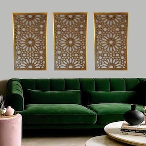 Moroccan Arch, Geometric Wood Wall Art Set, Islamic Gift, Arabesque Wooden Wall Art,Moroccan Mashrabiya