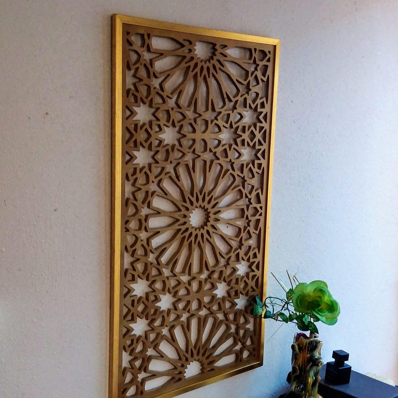 Moroccan Wall Decor, Carved Wood Art, Modern Islamic Home Decor ...