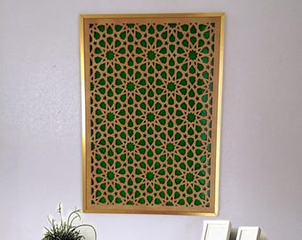 Traditional Moroccan Decorative Panels, Modern Wood Wall Art Set, Large Geometric Wood Wall Panels