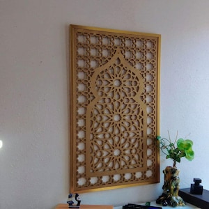 Arabesque Wood Panel, Boho Home Decor, Moroccan door , Arabic Pattern