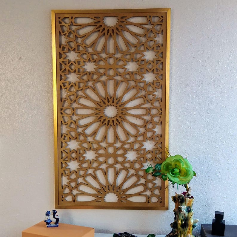 Moroccan Wall Decor, Carved Wood Art, Modern Islamic Home Decor ...