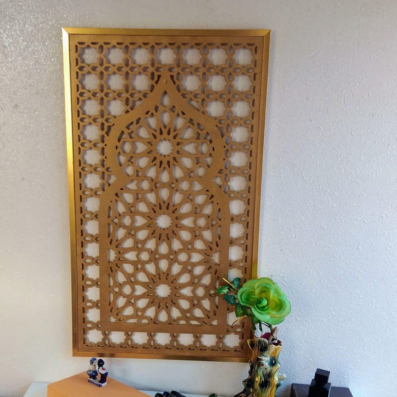 Moroccan Wall Decor, Carved Wood Art, Modern Islamic Home Decor ...
