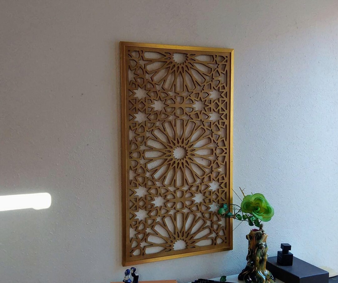 Moroccan Wall Decor, Carved Wood Art, Modern Islamic Home Decor ...