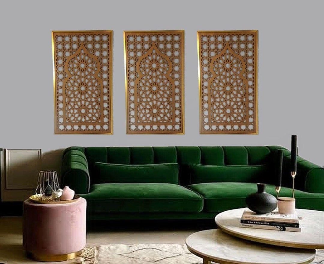 Moroccan Wall Decor, Carved Wood Art, Modern Islamic Home Decor ...