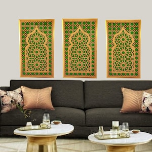 Moroccan Wood Panel,Moroccan Arch, Geometric Wood Wall Art Set, Arabesque Wooden Wall Art , Wood Wall Art Set, Large Boho Home Décor