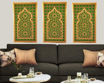 Moroccan Wood Panel,Moroccan Arch, Geometric Wood Wall Art Set, Arabesque Wooden Wall Art , Wood Wall Art Set, Large Boho Home Décor