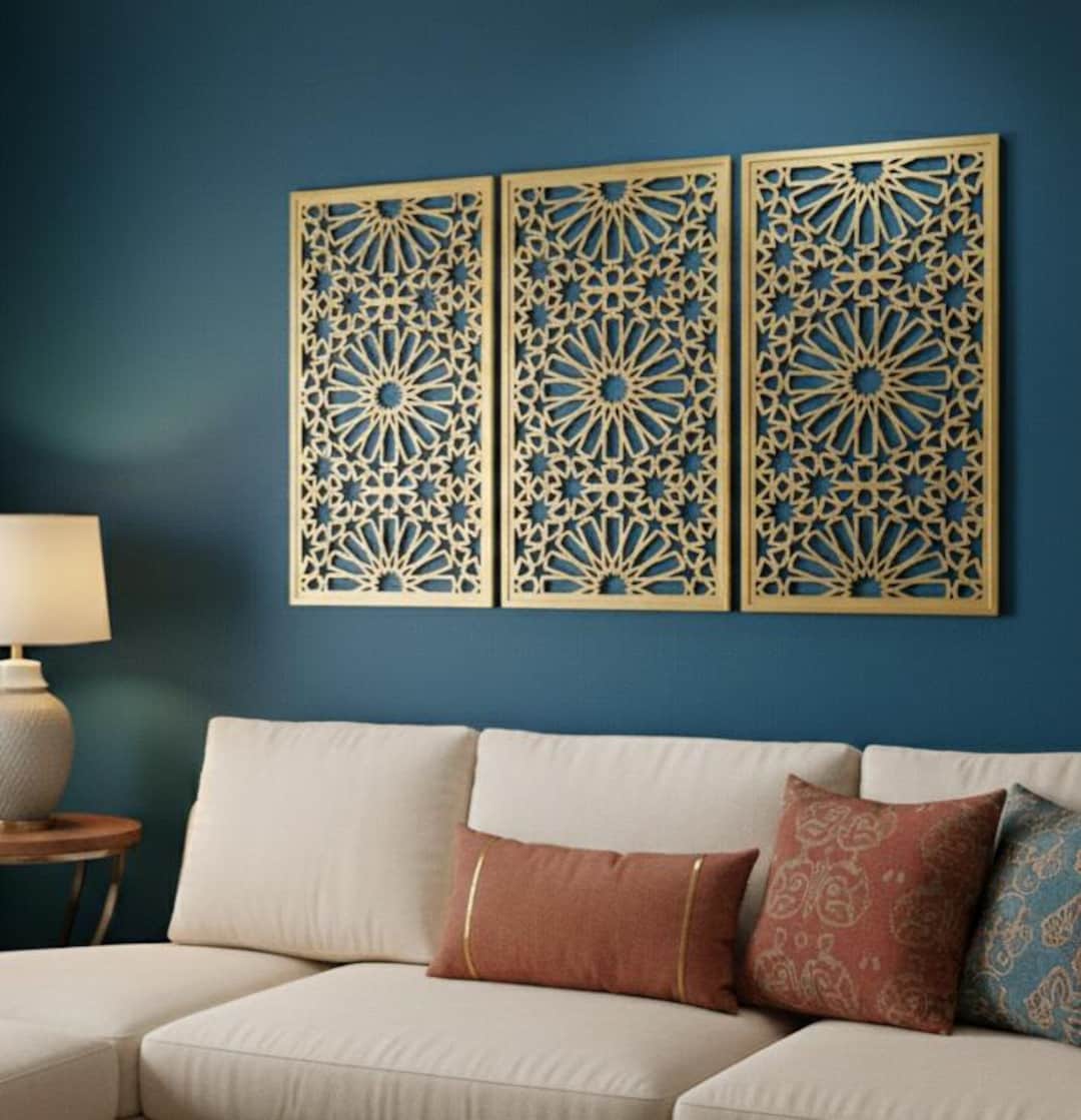 Moroccan Wall Decor, Carved Wood Art, Modern Islamic Home Decor ...